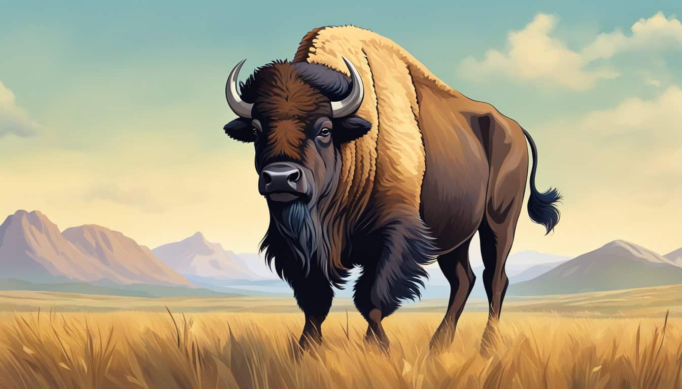 bison on a prairie coloring page