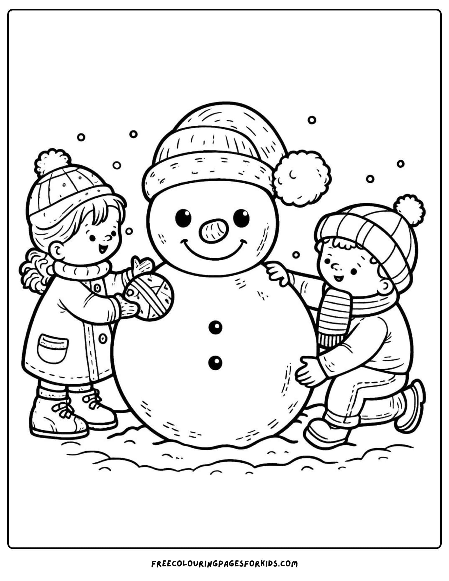 building a snowman coloring page