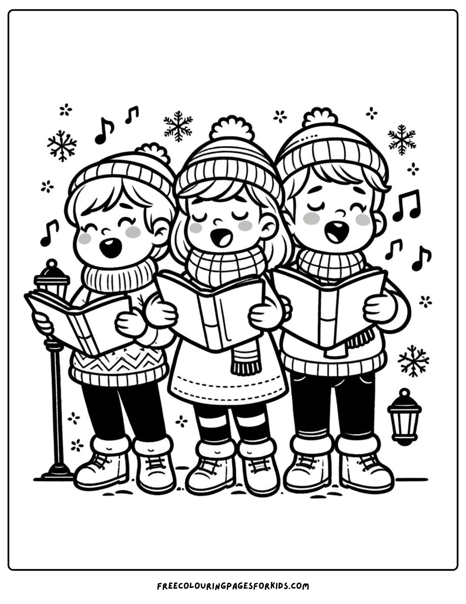 christmas carols singing coloring page