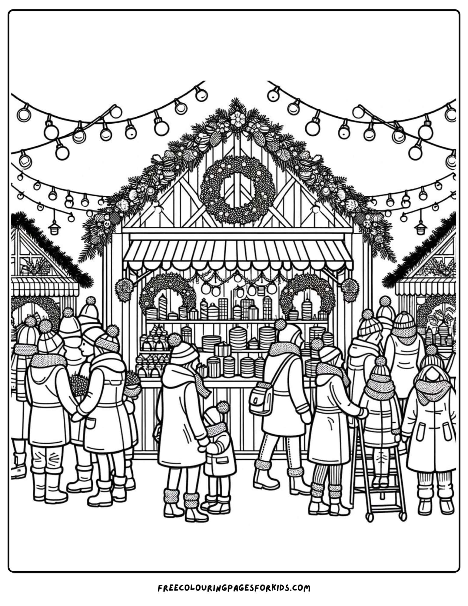 christmas market coloring page