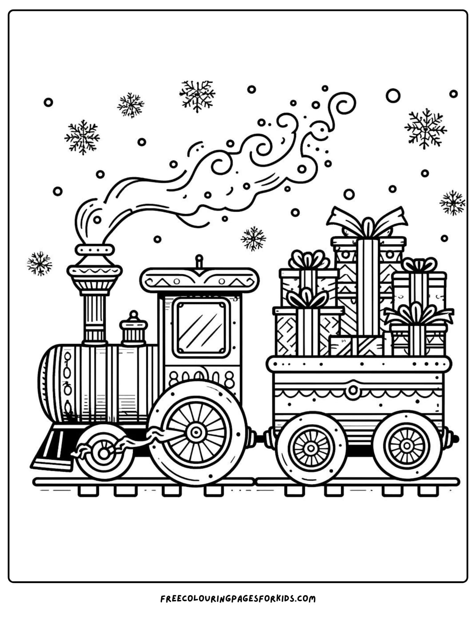 christmas train coloring page