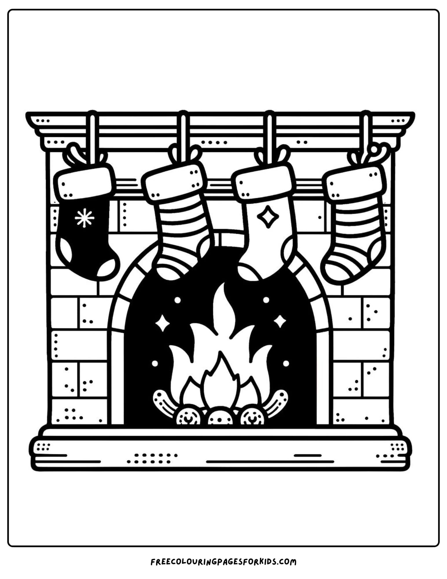 cozy fireplace coloring page