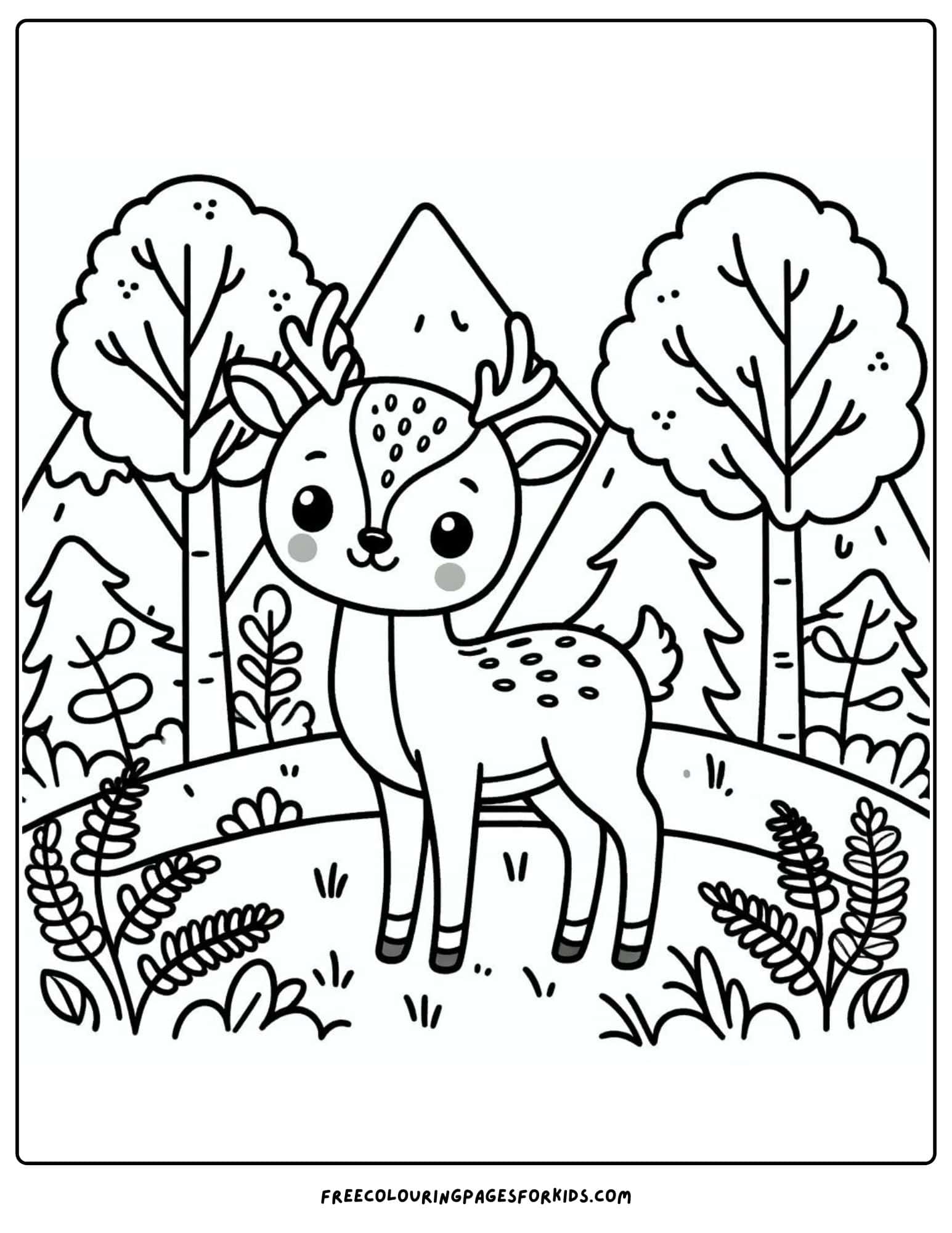 a deer in the forest coloring page