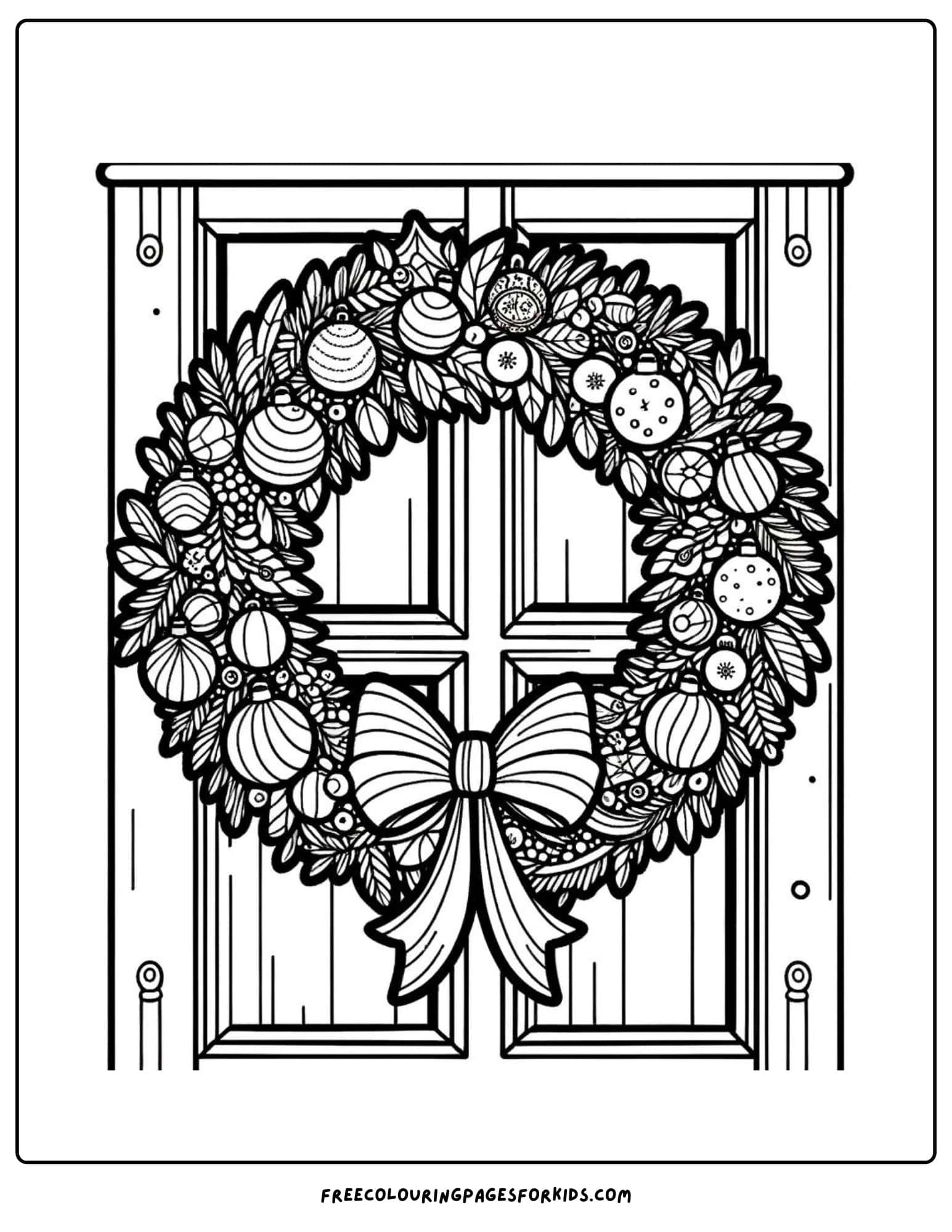 festive wreath coloring page