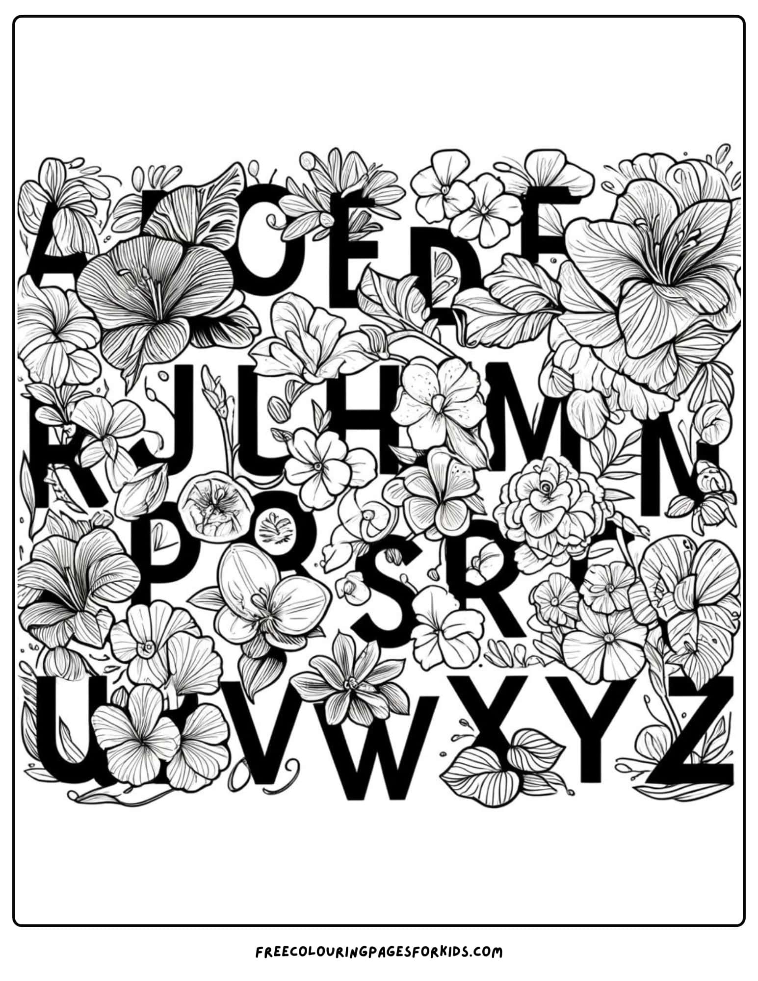 Floral Alphabet Coloring Page