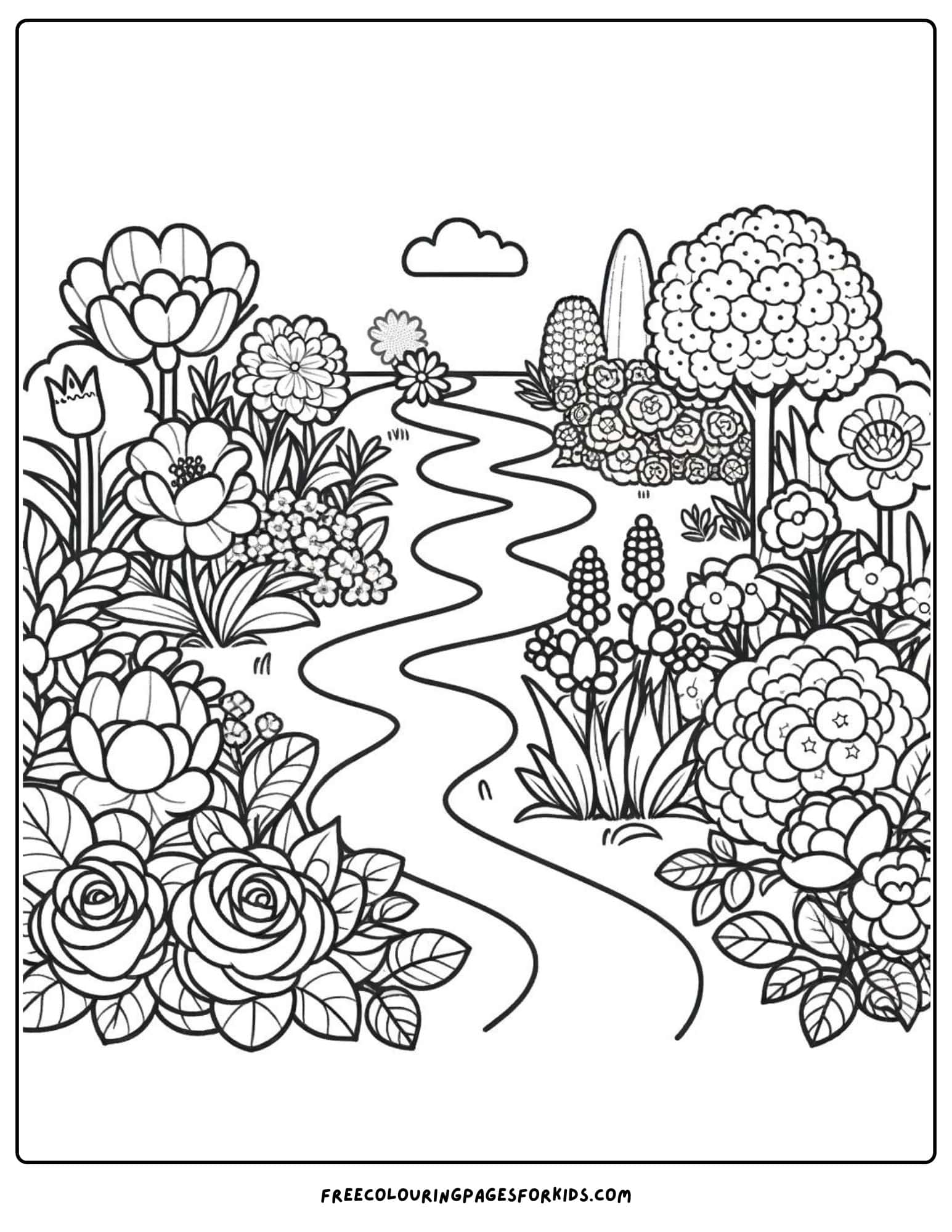 A Flower Garden Path Coloring Page