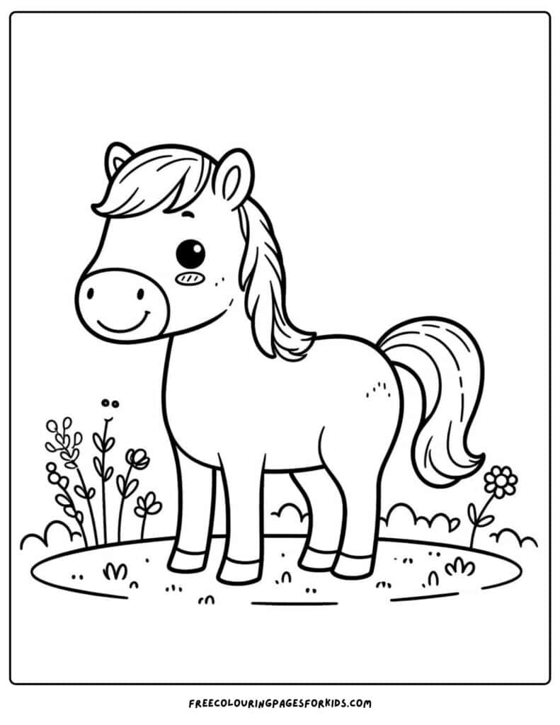 a happy horse coloring page printable