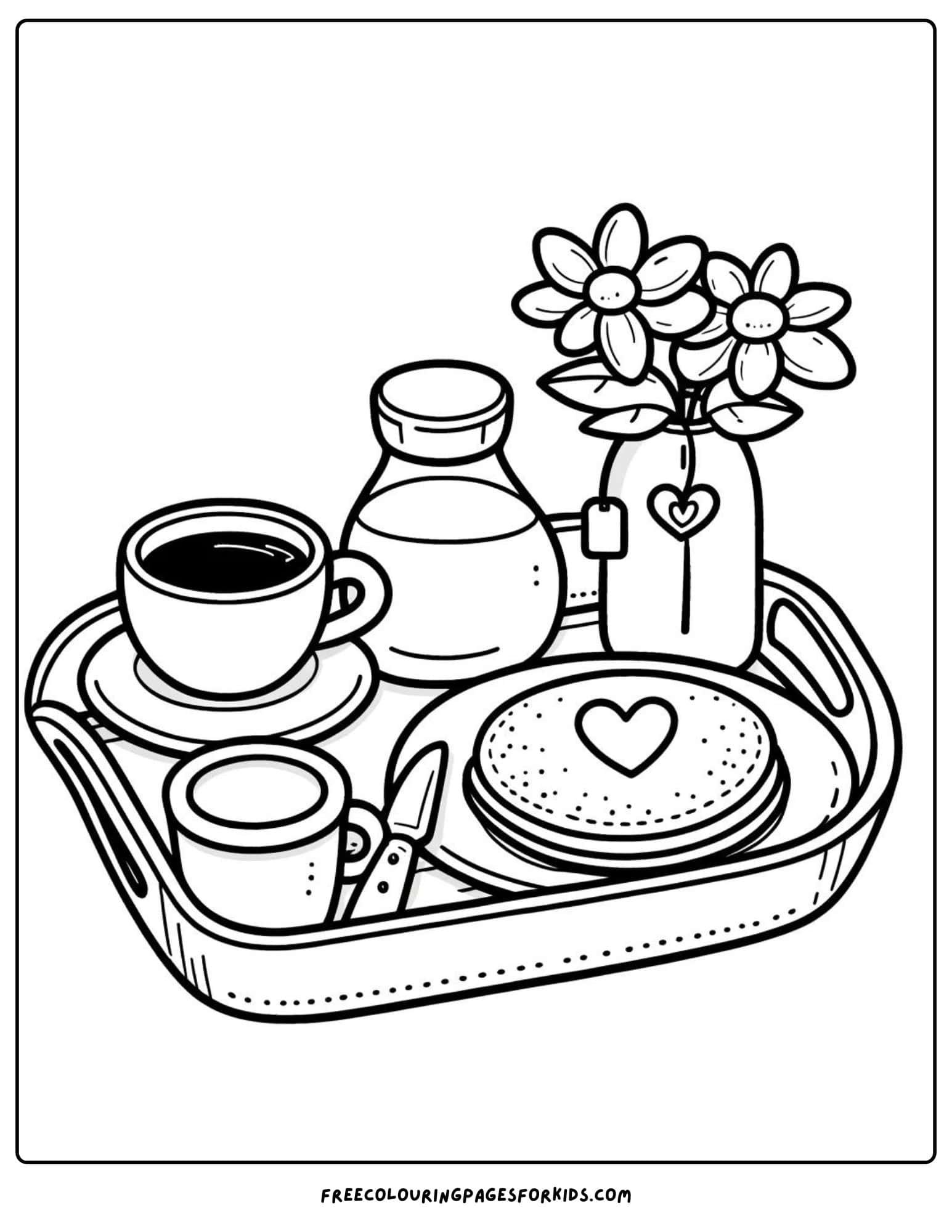 Mother's Day Breakfast Tray coloring page