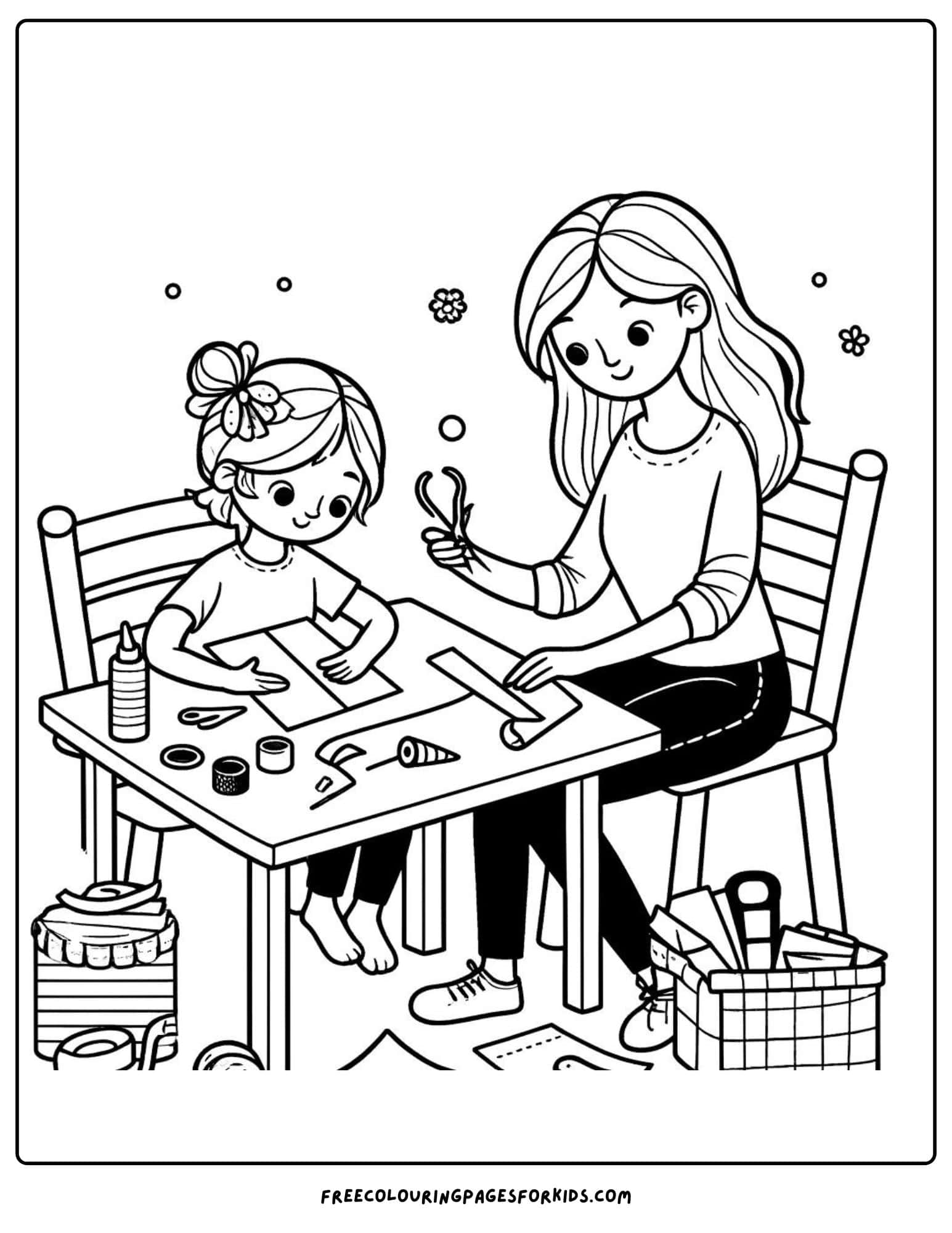 Crafting Together with Mom coloring page