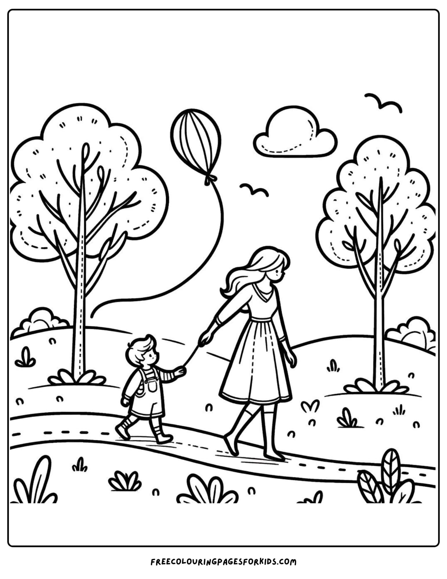 A Walk in the Park with Mom coloring page