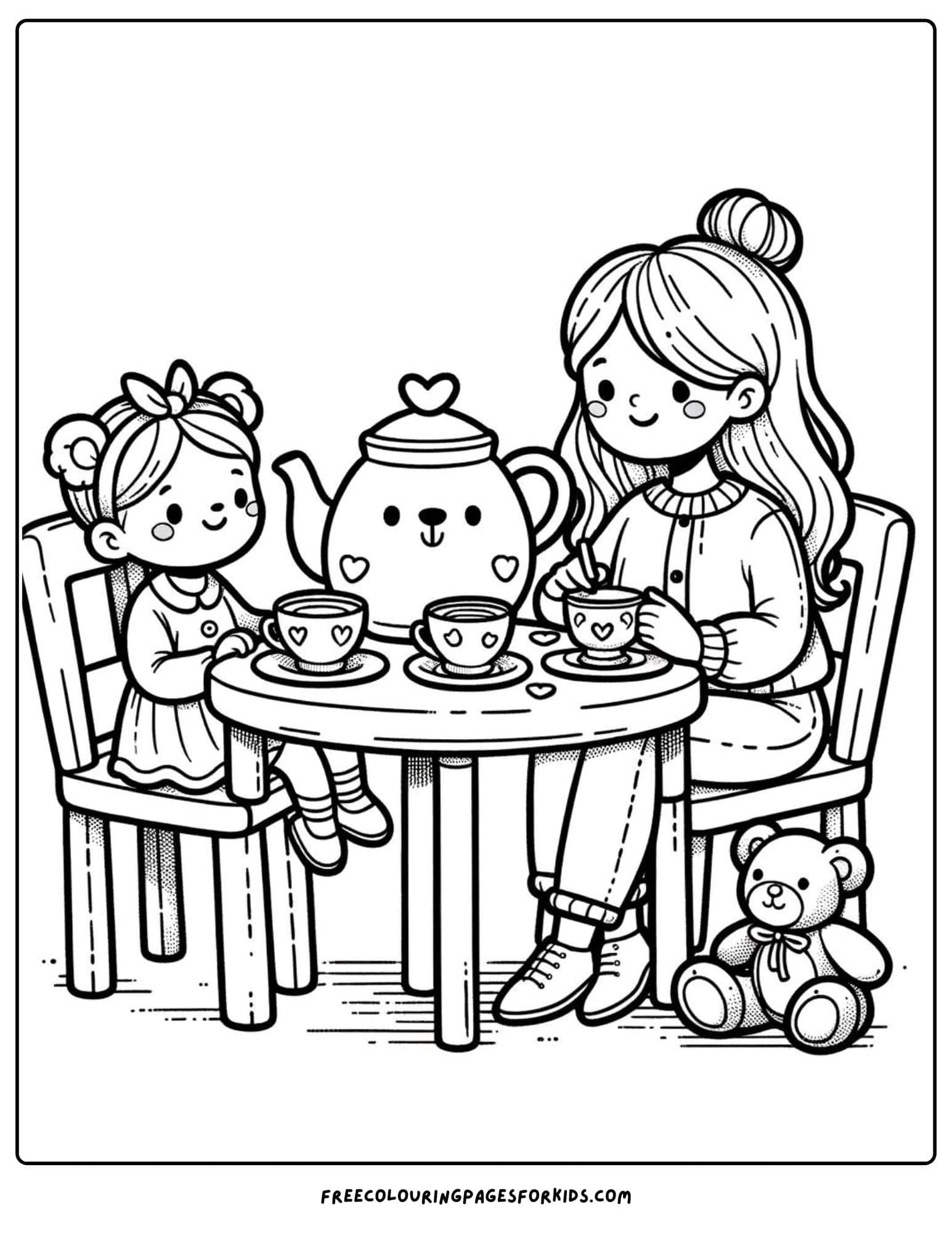 Tea Party for Mom coloring page