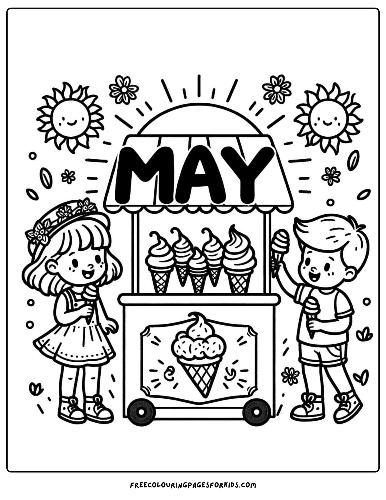 Ice Cream Stand May Coloring Page