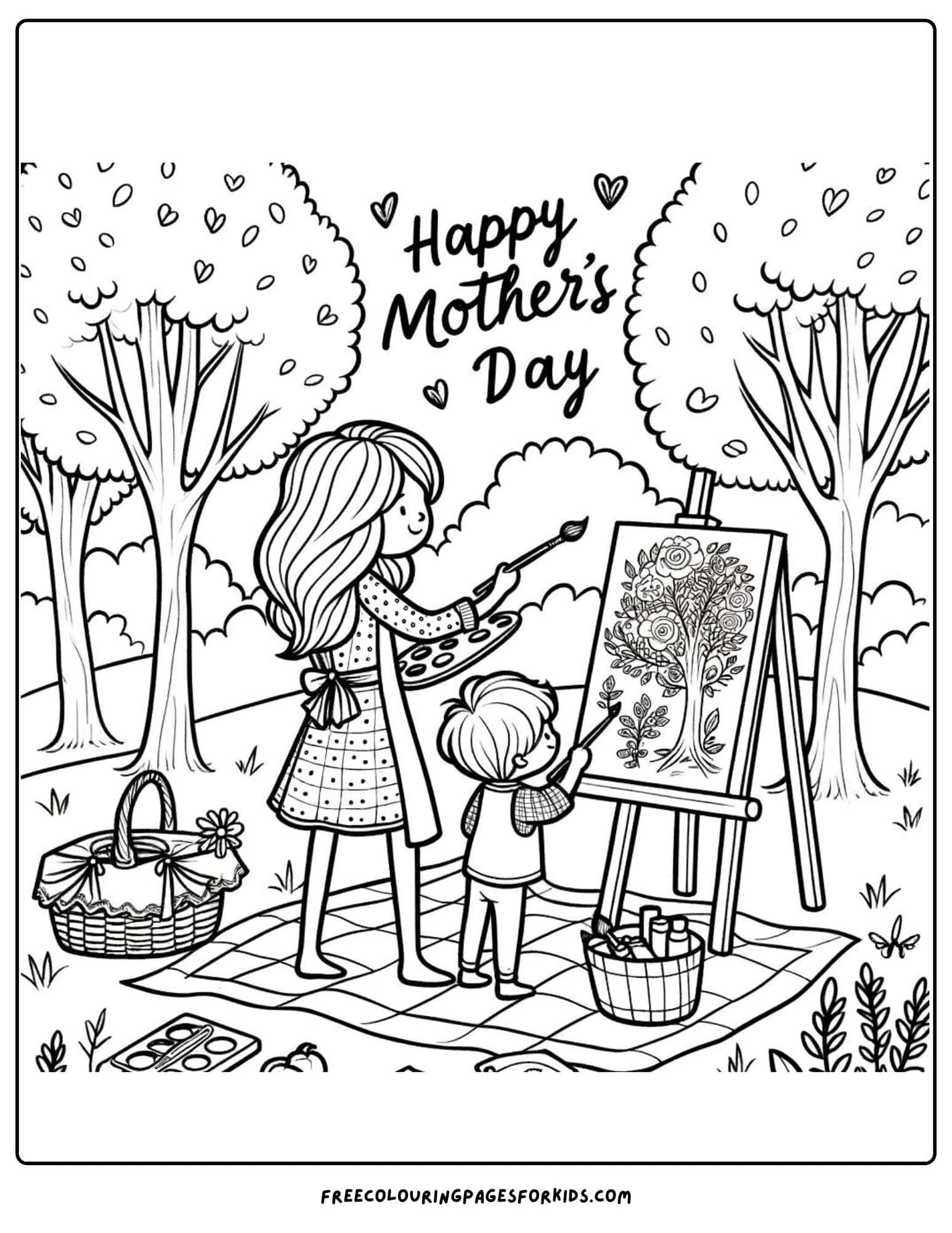 Mother's Day art and craft painting outdoors