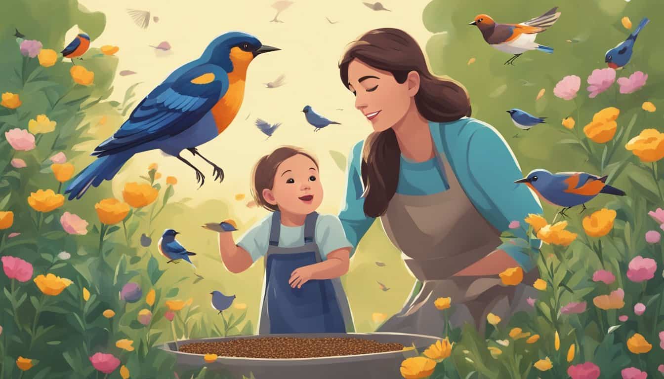 Feeding Birds with Mom