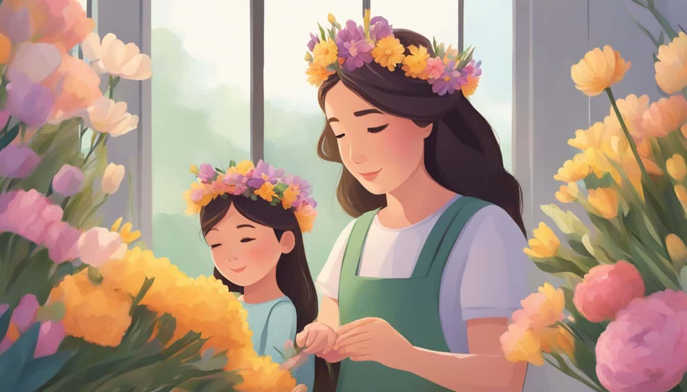 Making a Flower Crown with Mom