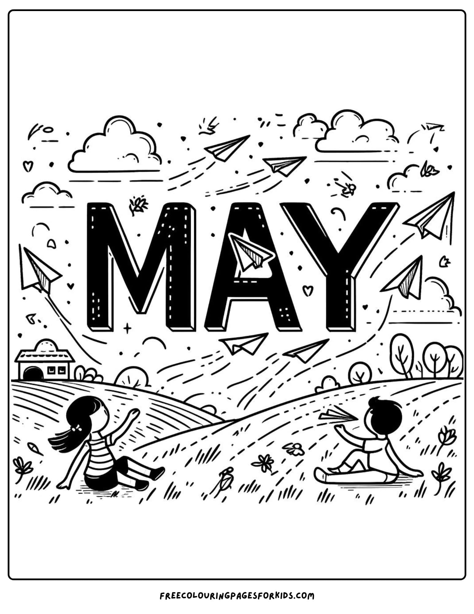 paper Airplanes May Coloring Page