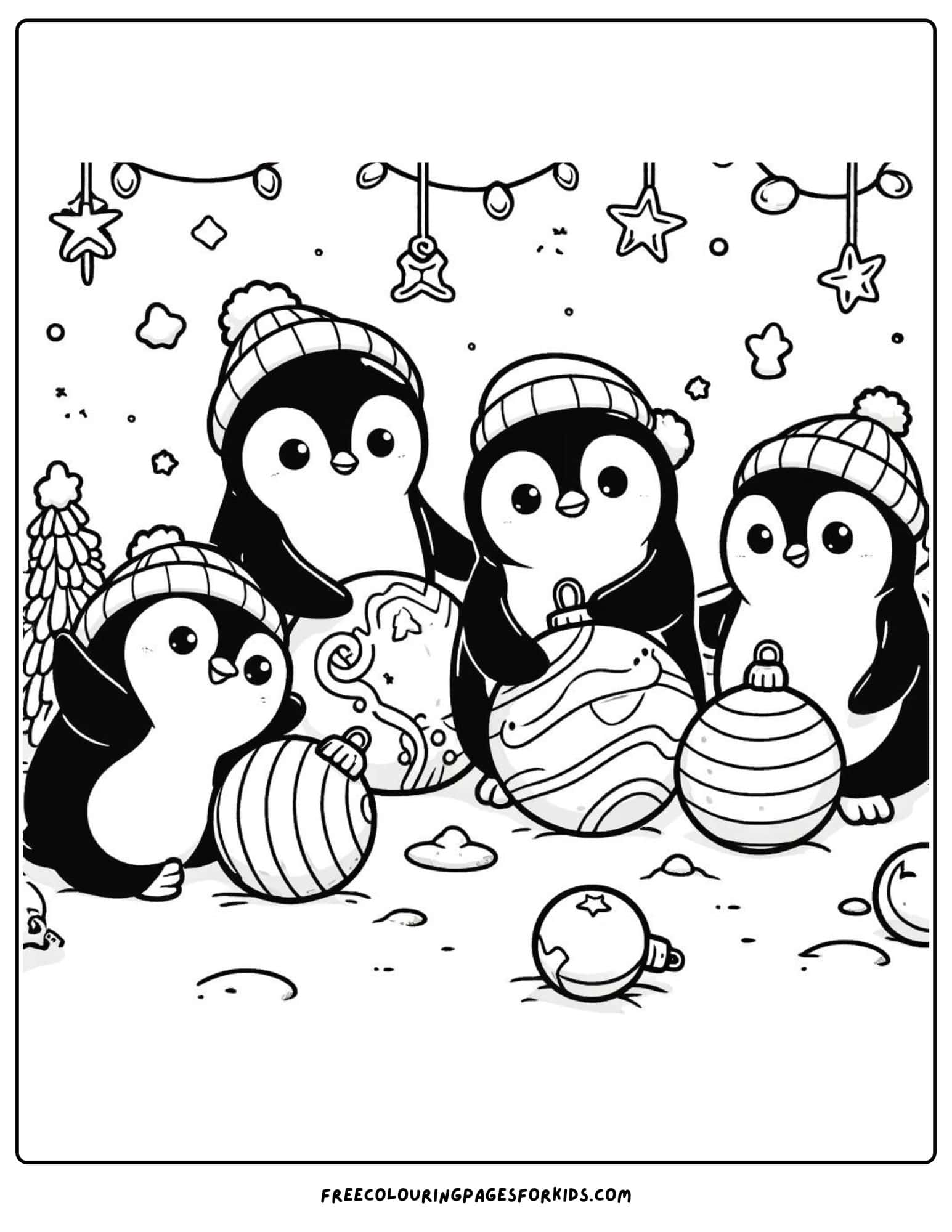 christmas penguins coloring page