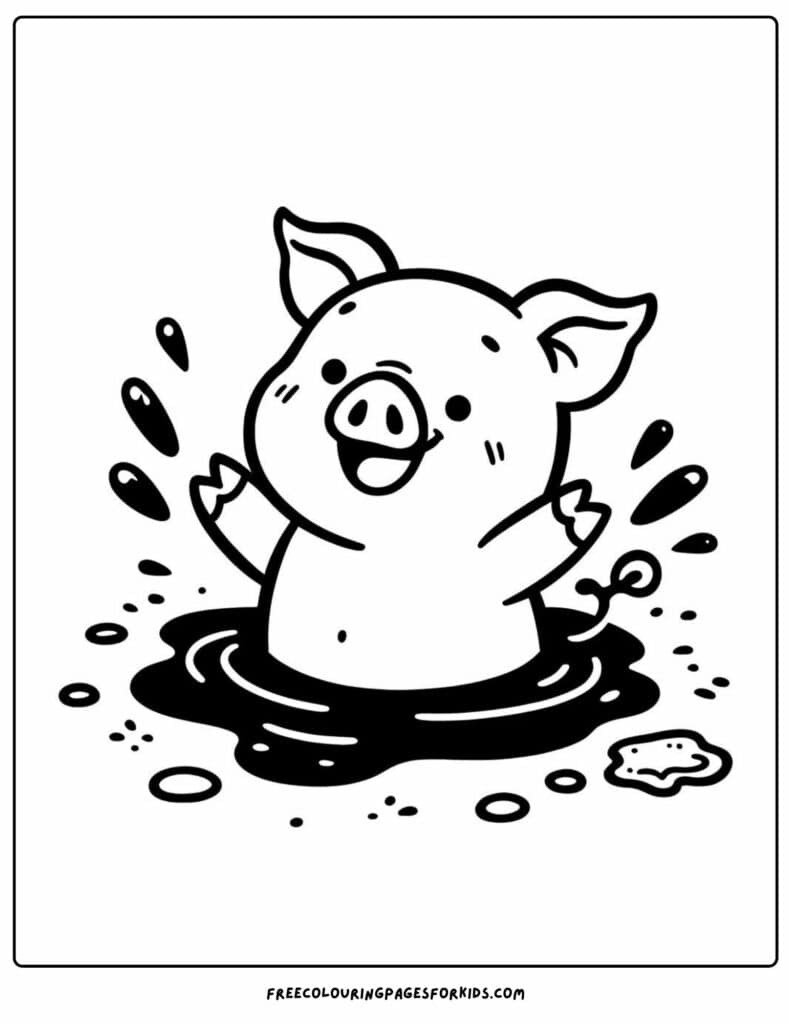 pig in the mud colouring page printable