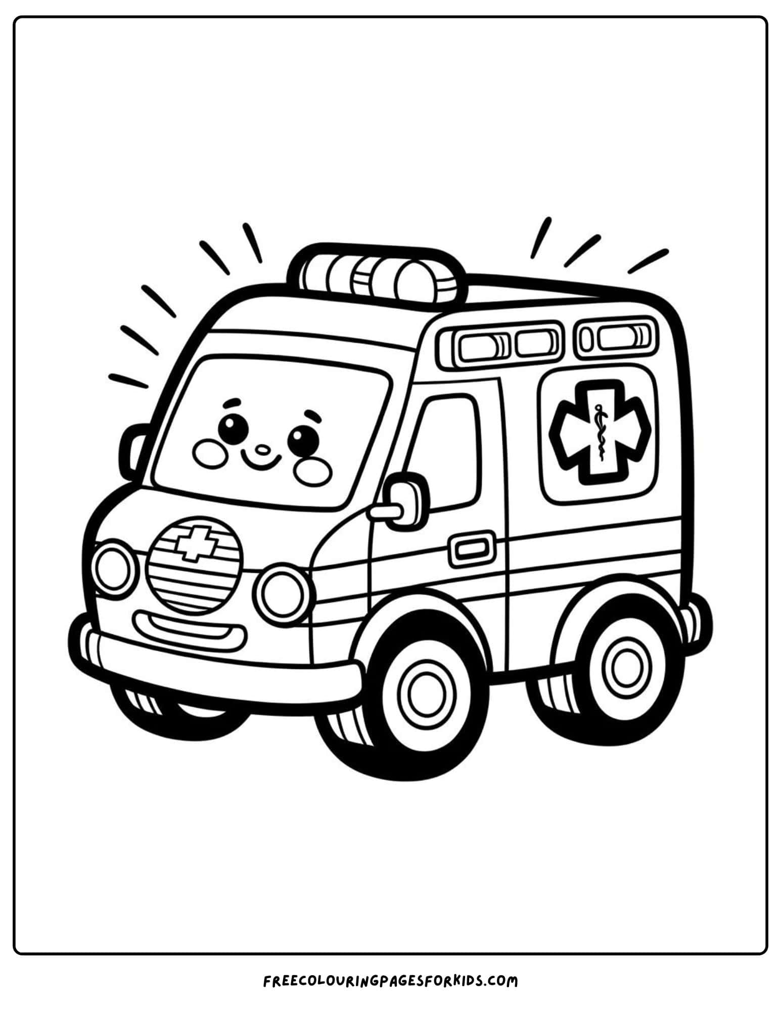 a playful ambulance coloring page