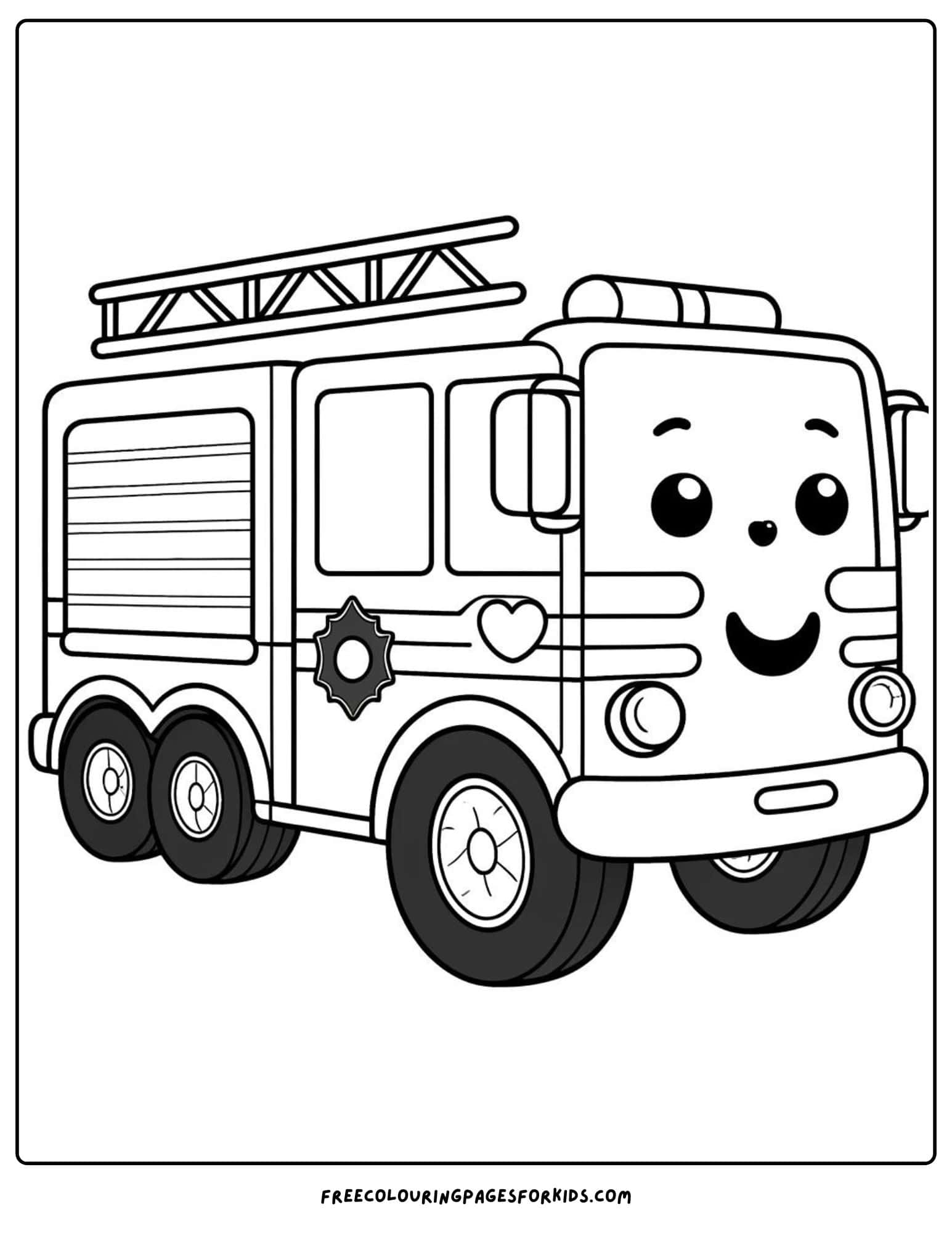 a playful fire truck coloring page