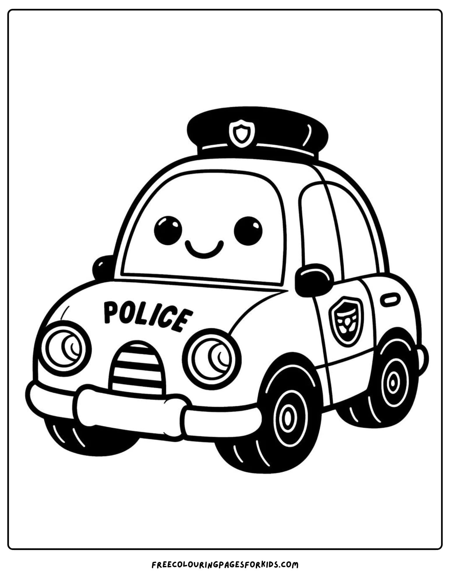 a playful police car coloring page