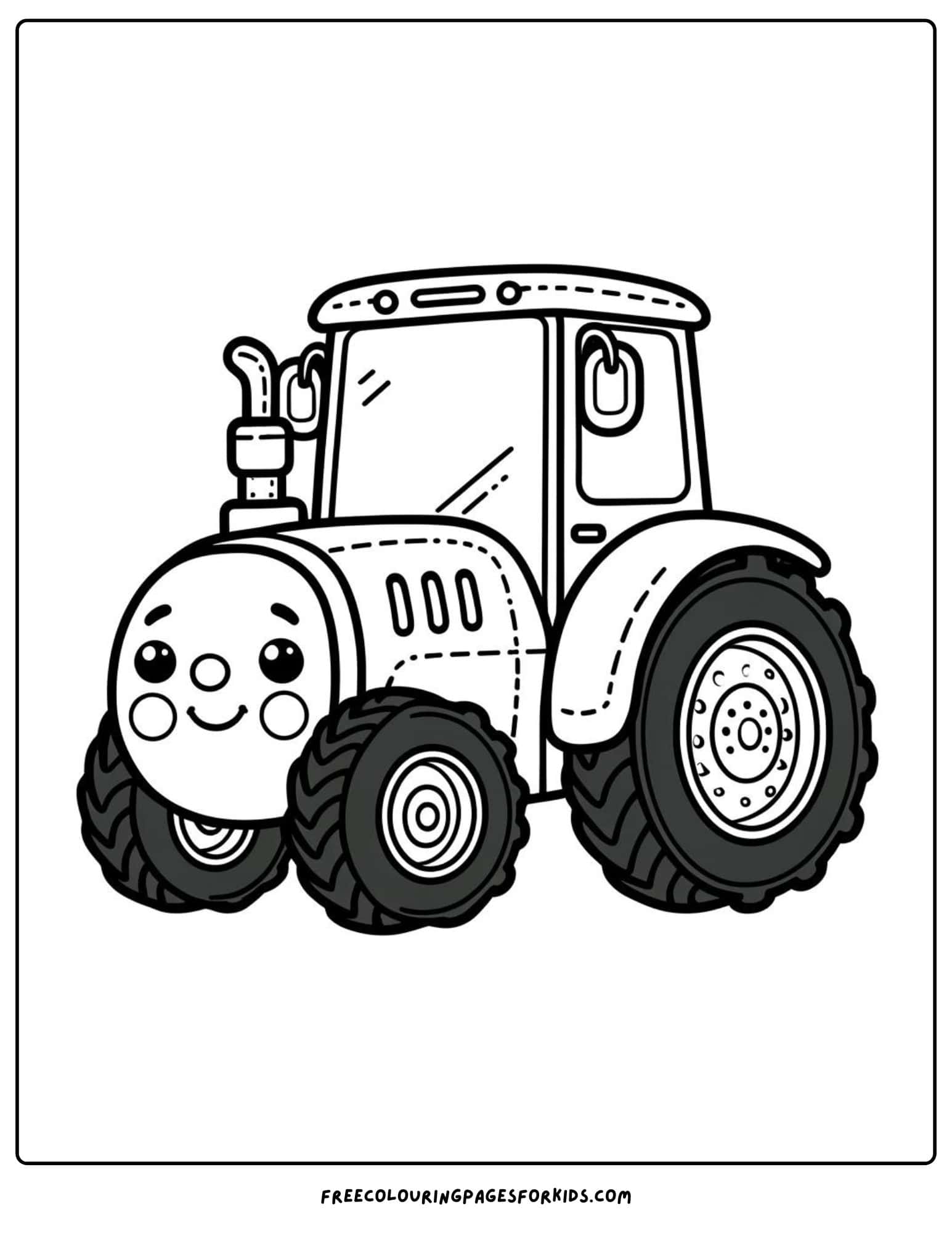 A playful tractor coloring page