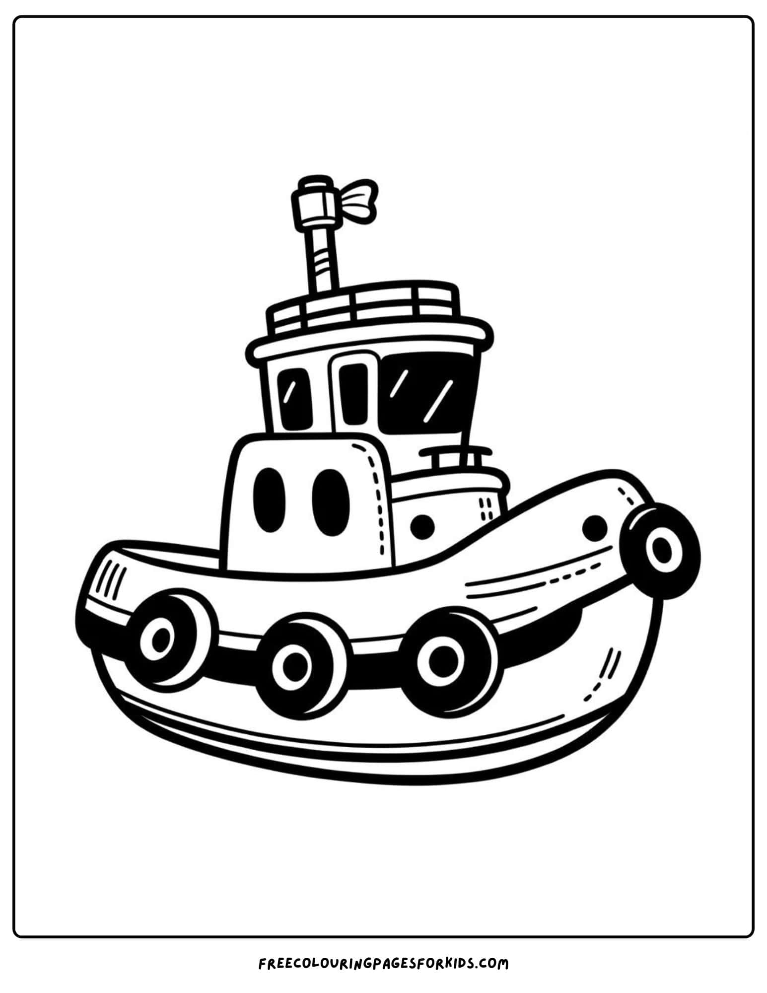 A playful tugboat coloring page