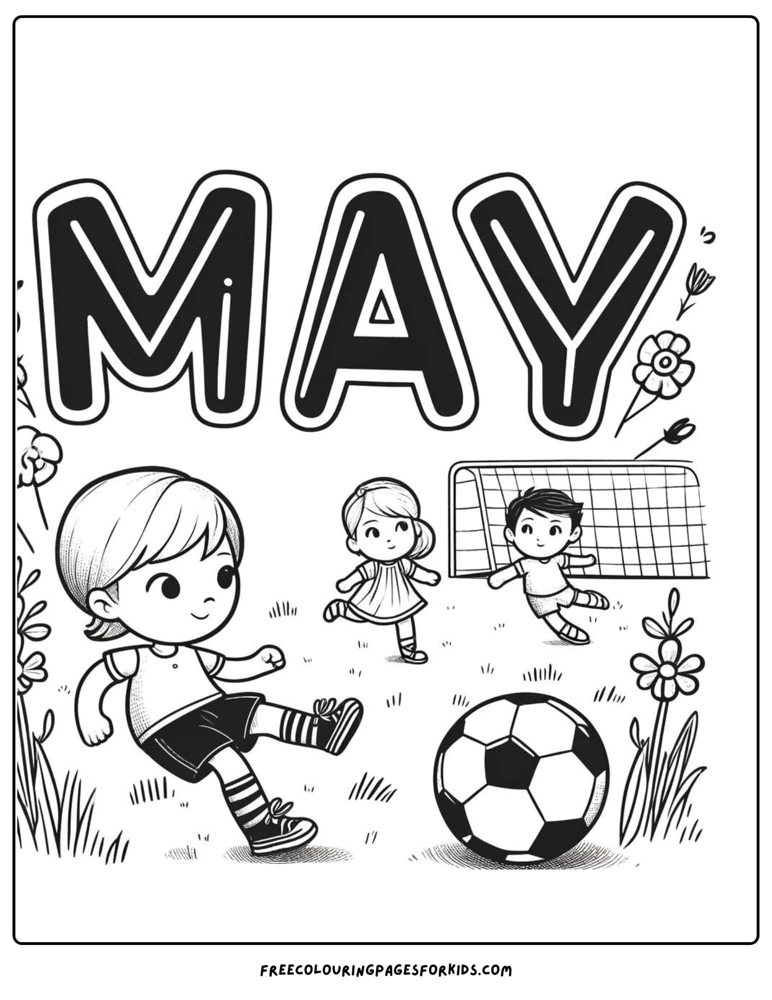 Playing Soccer May Coloring Page