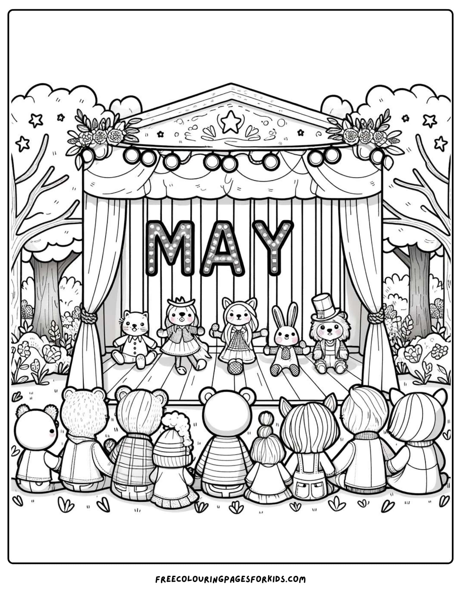 Puppet Show May Coloring Page