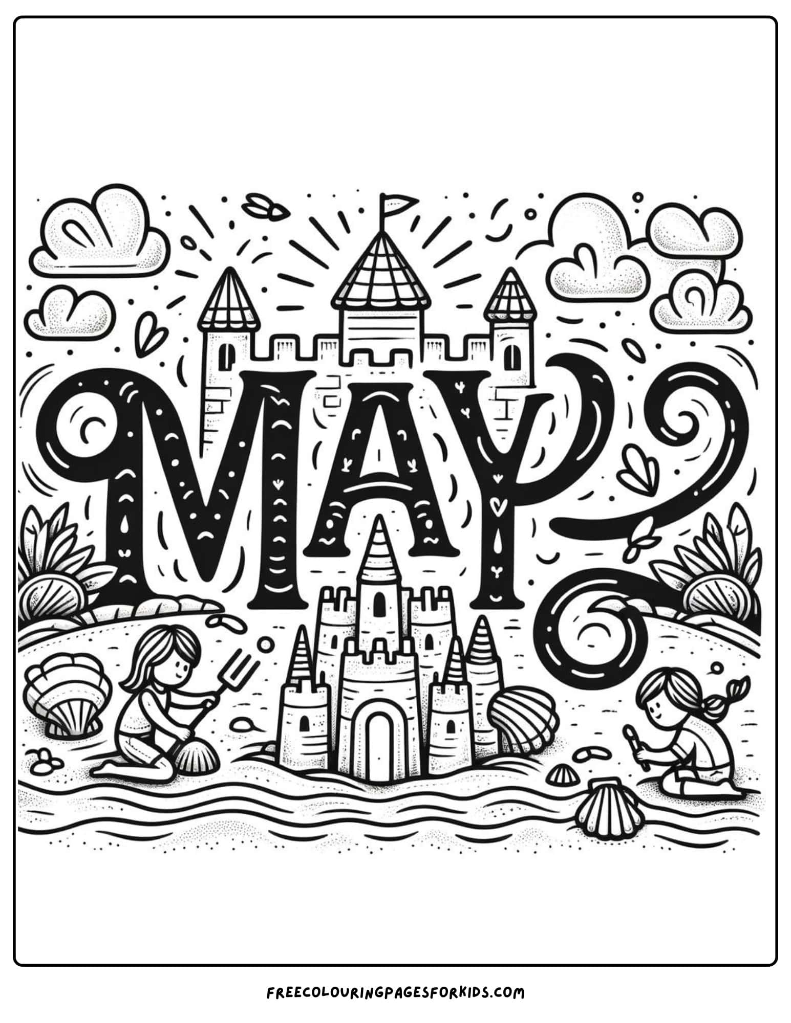 Sandcastles May Coloring Page