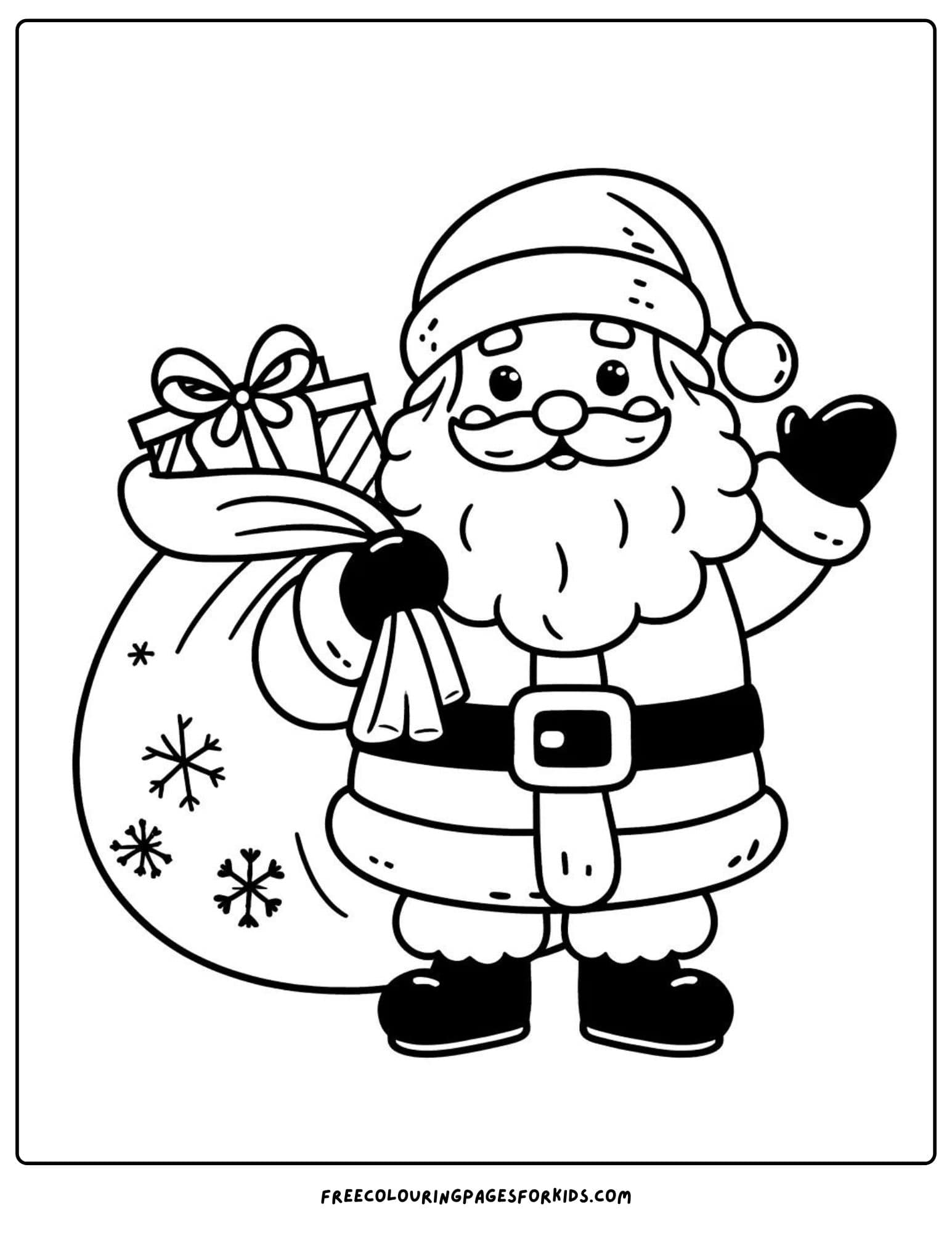 santa with bag of gifts coloring page