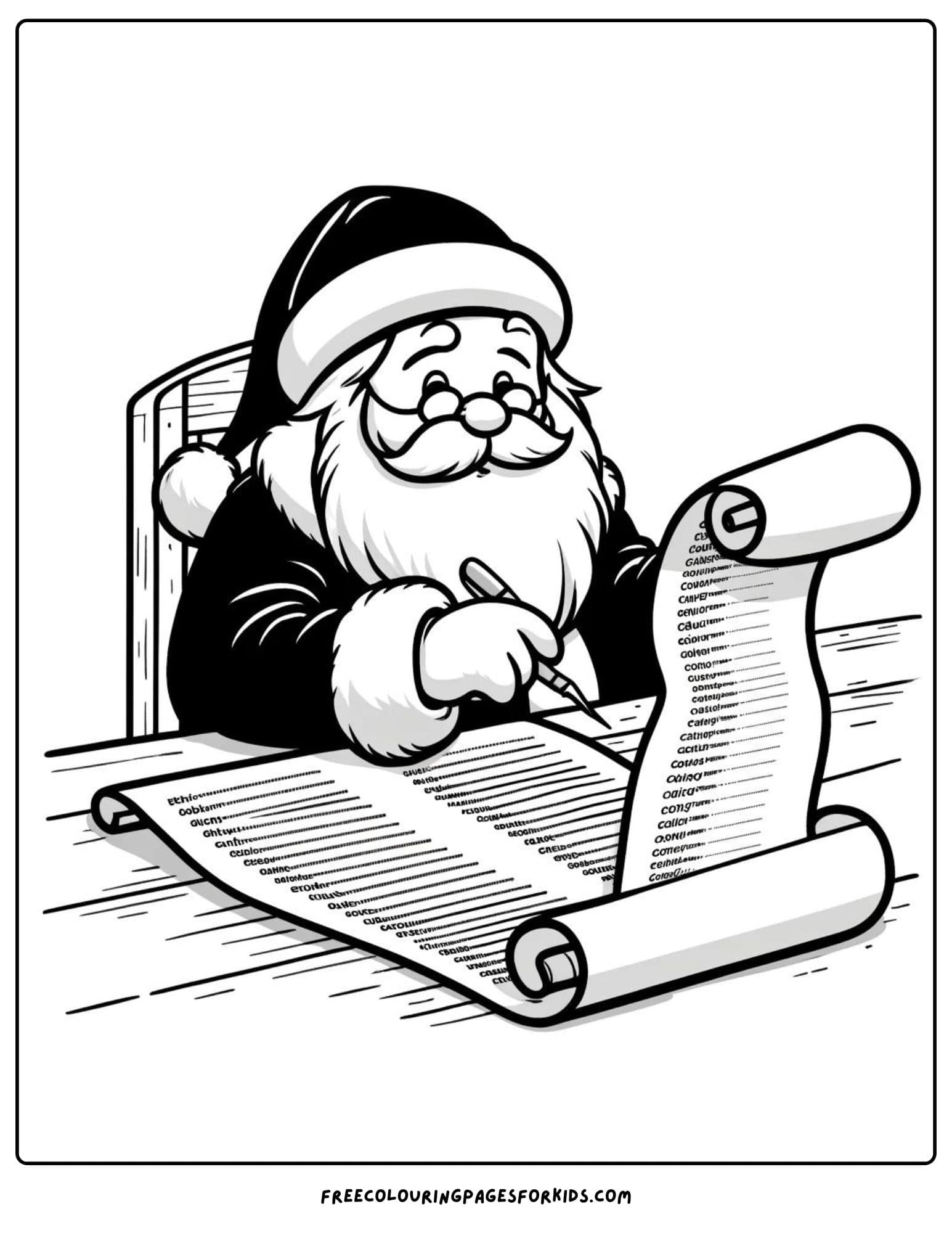 santa's list coloring page