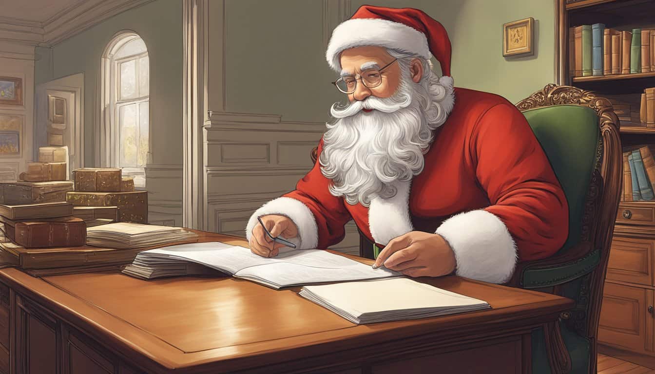 Santa Reading a List