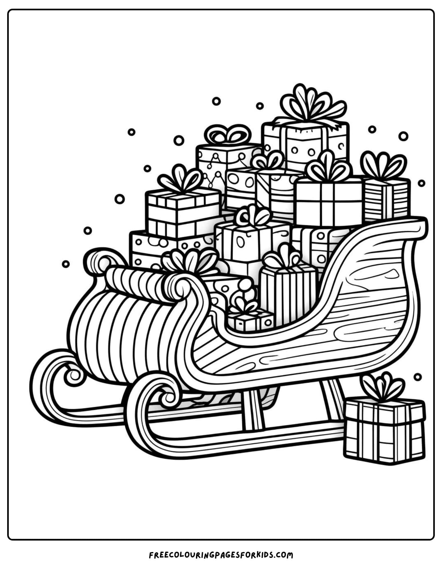 santa sleigh coloring page