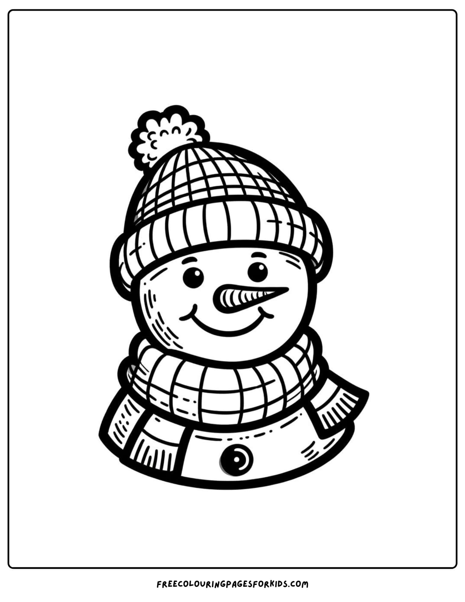 Smiling Snowman Wearing a Scarf coloring page