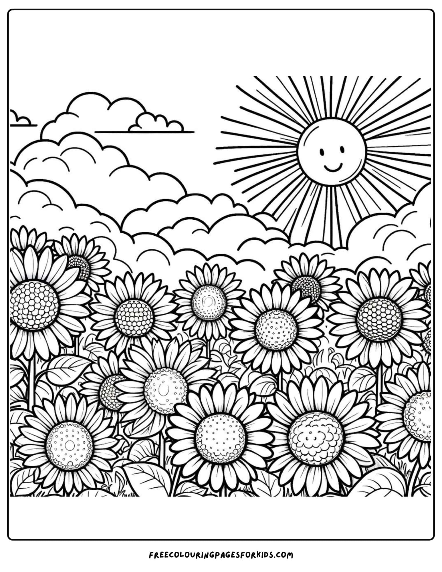 Sunny Sunflower Field Coloring Page