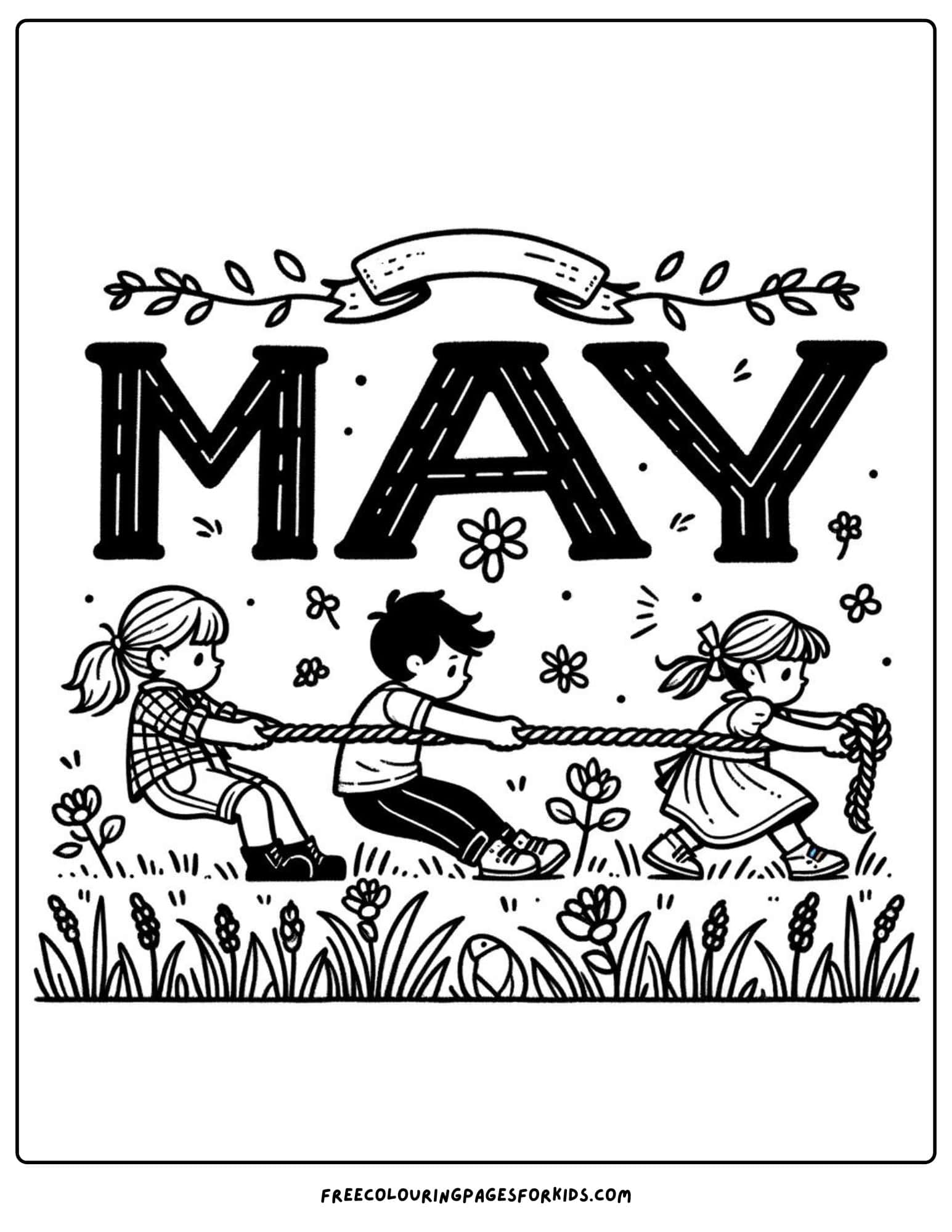 Tug-of-War May Coloring Page