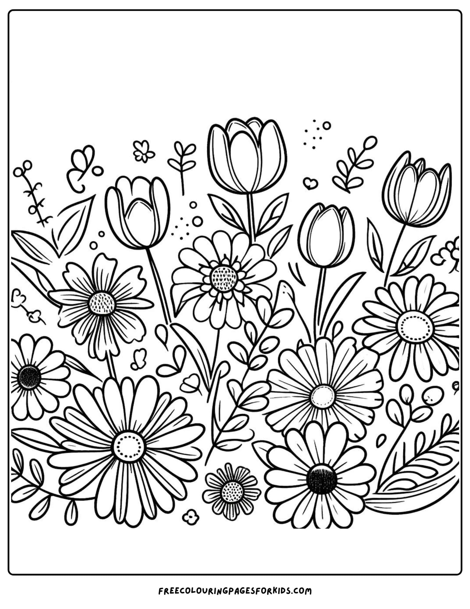 Floral Fiesta for Kids Coloring Page