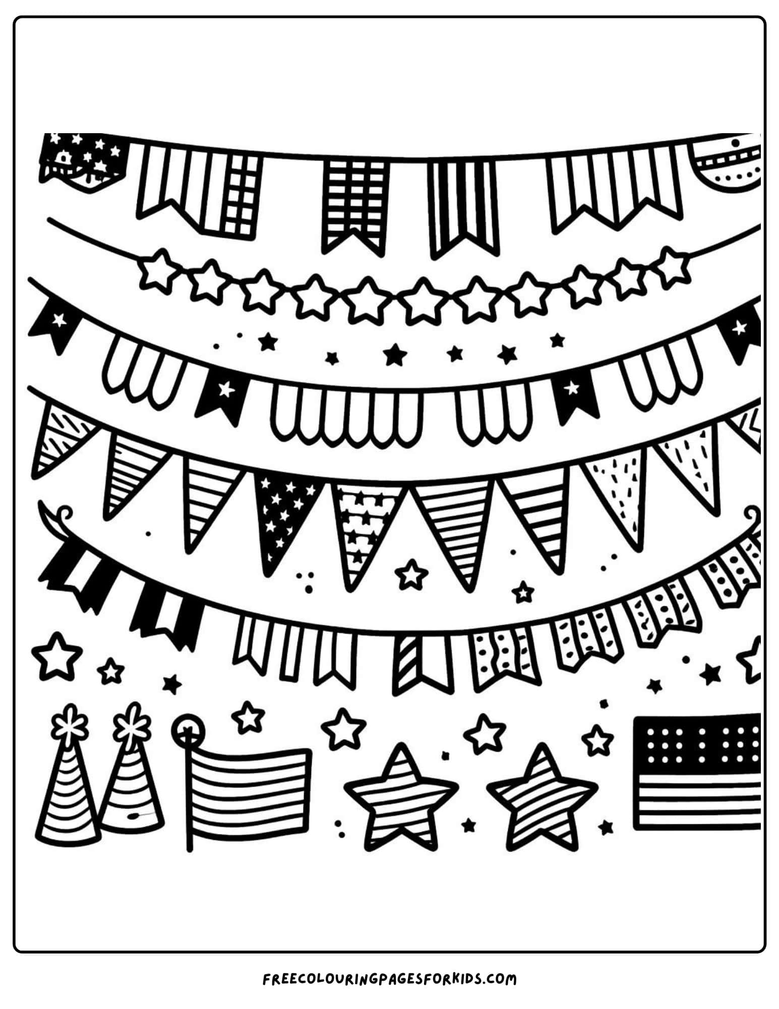 4th of july bunting and banners coloring page