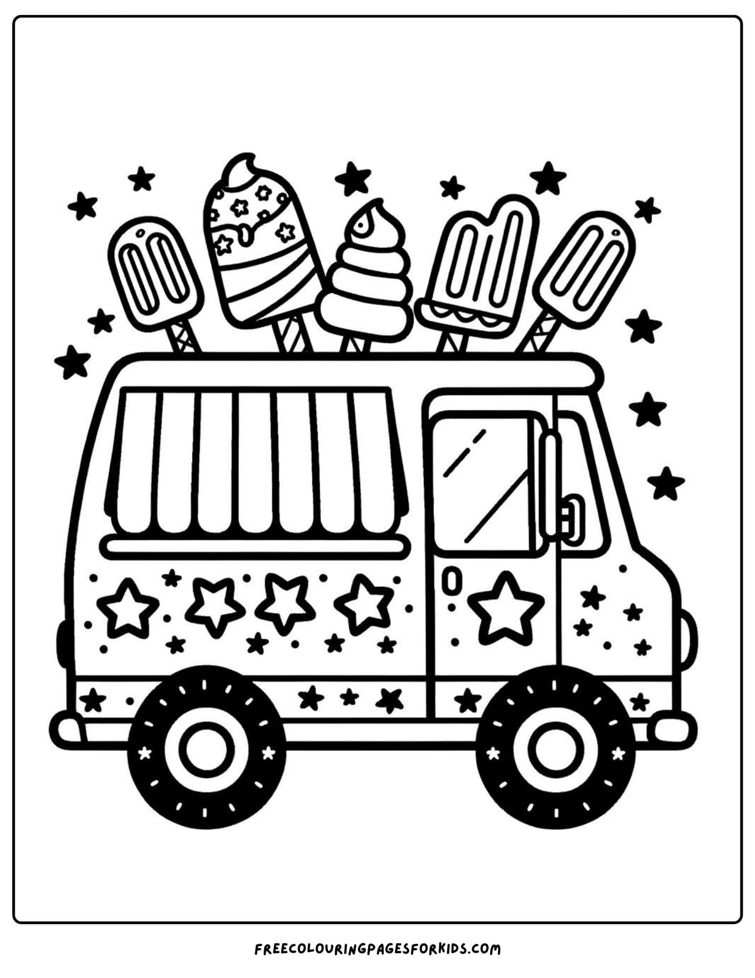 4th of july ice cream coloring page