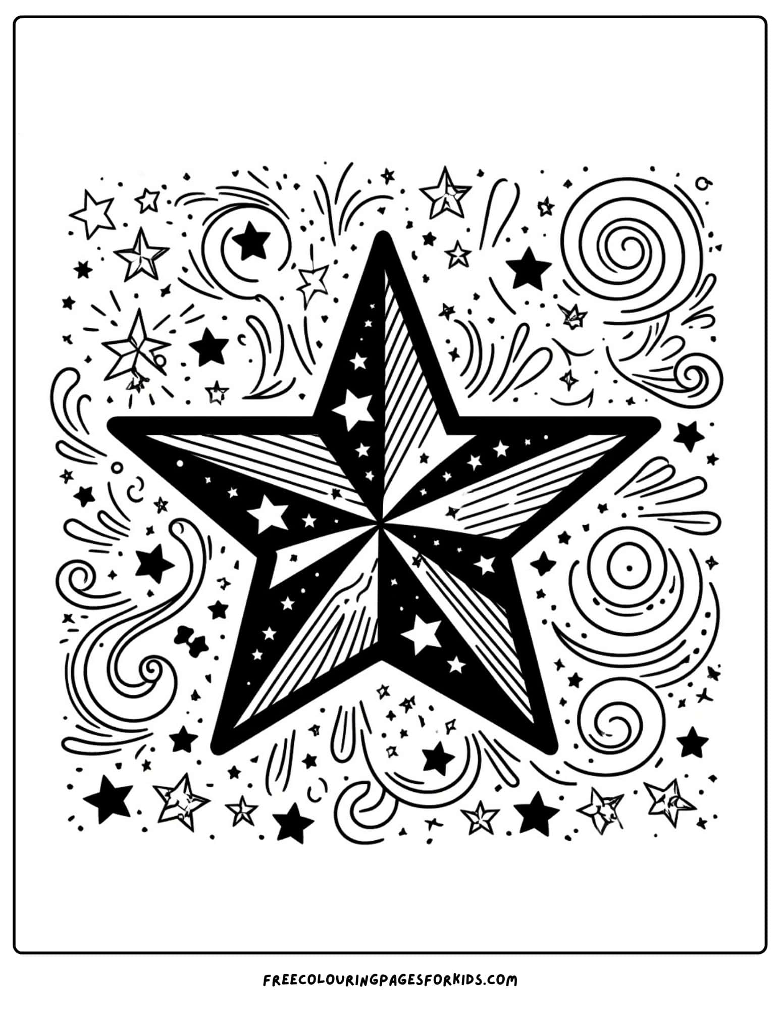 4th of july patriotic star coloring page