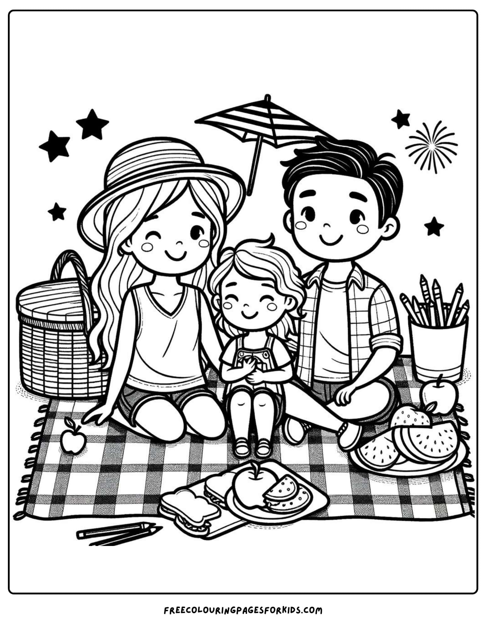 4th of july picnic coloring page