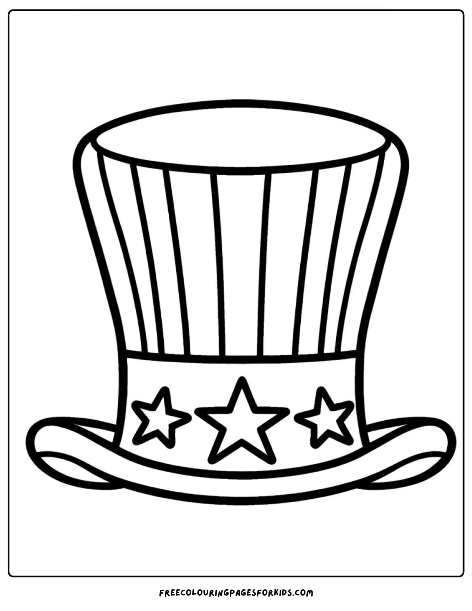 4th of july uncle sams hat coloring page