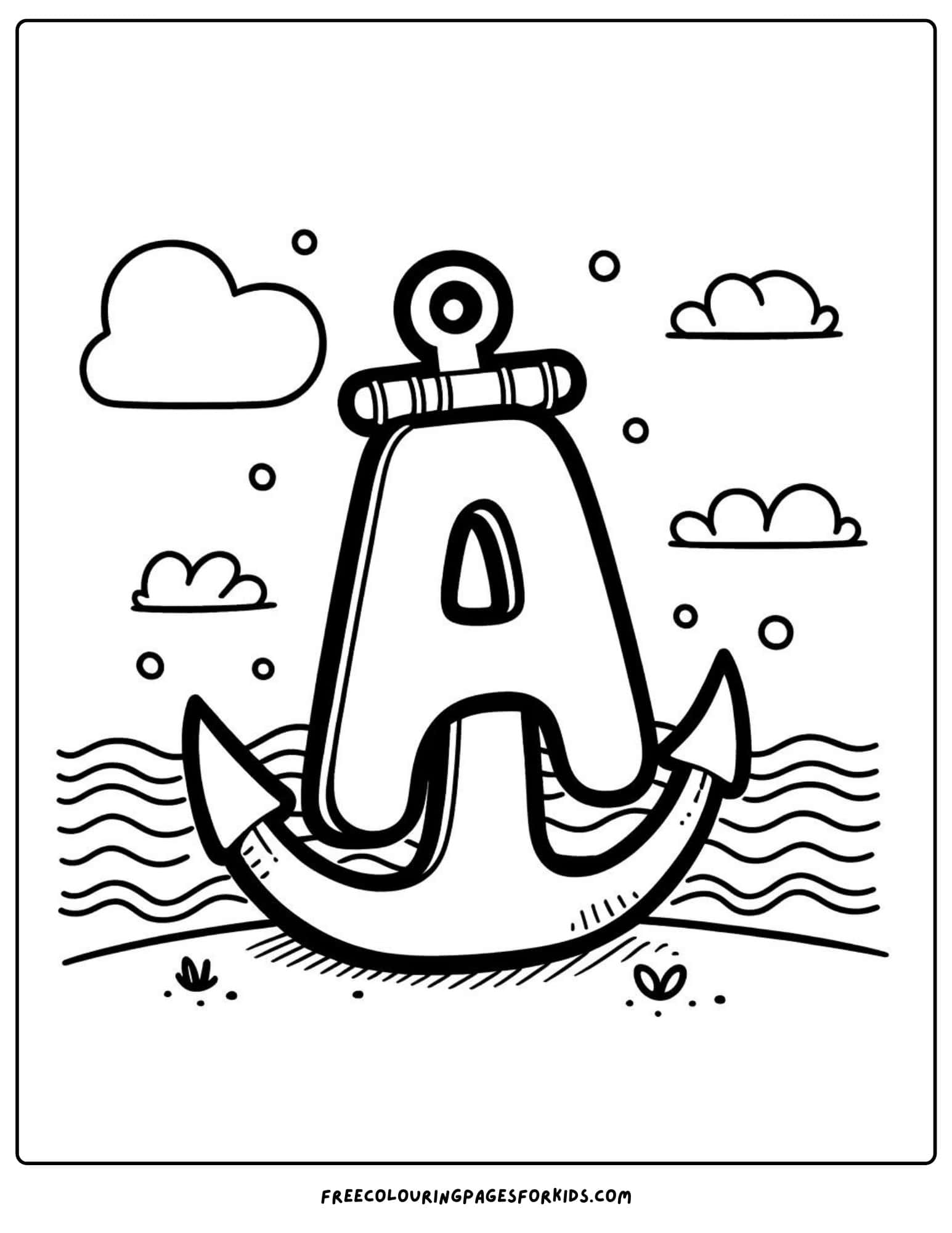 letter a anchor coloring page