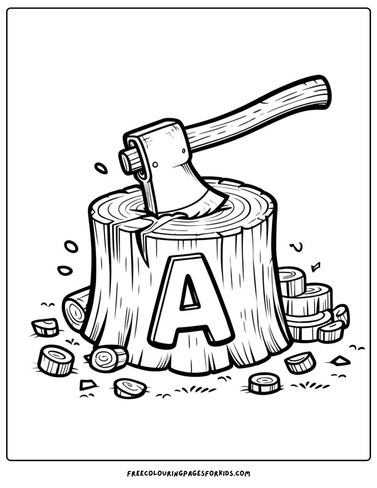 letter a axe coloring page