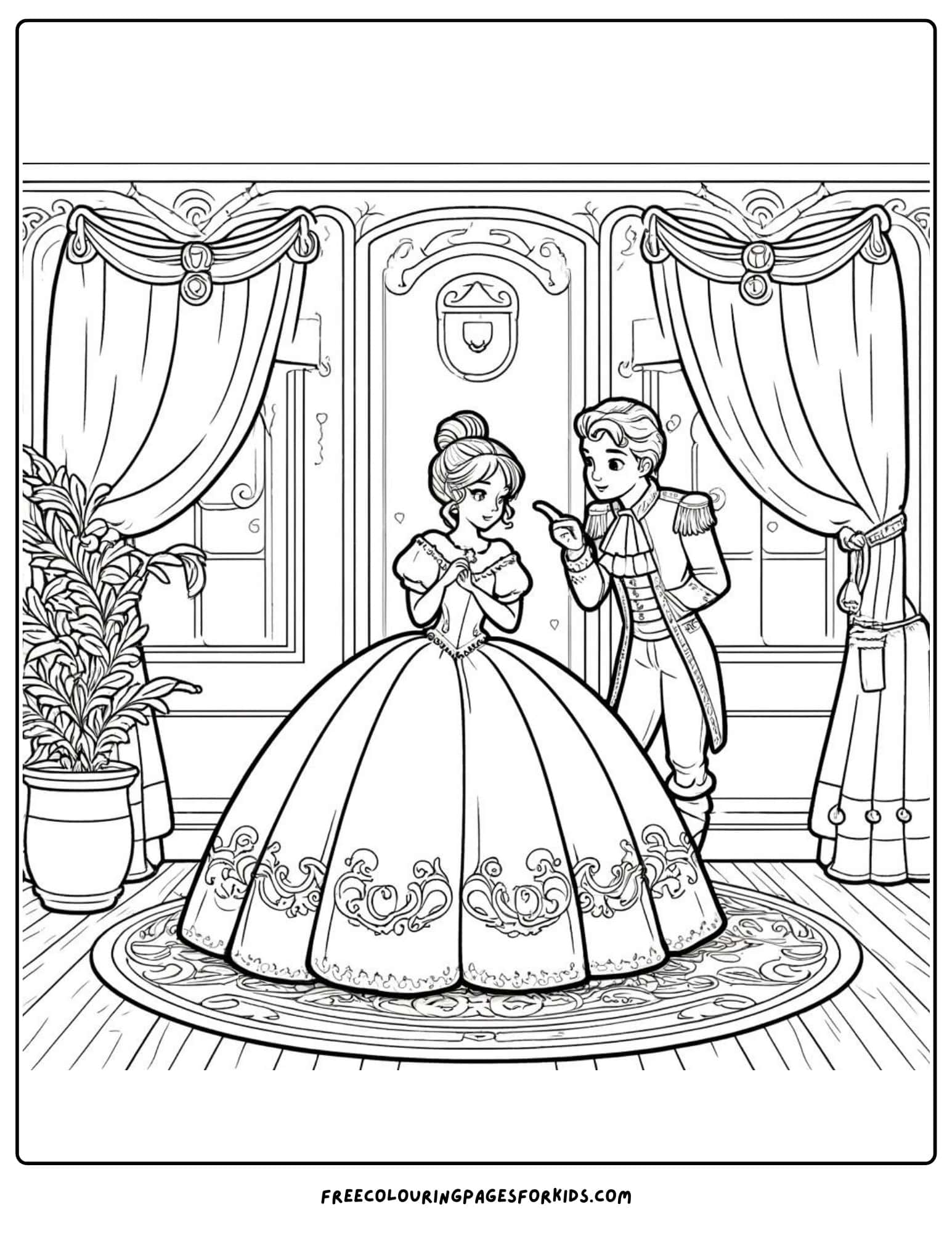 princess and the prince coloring page