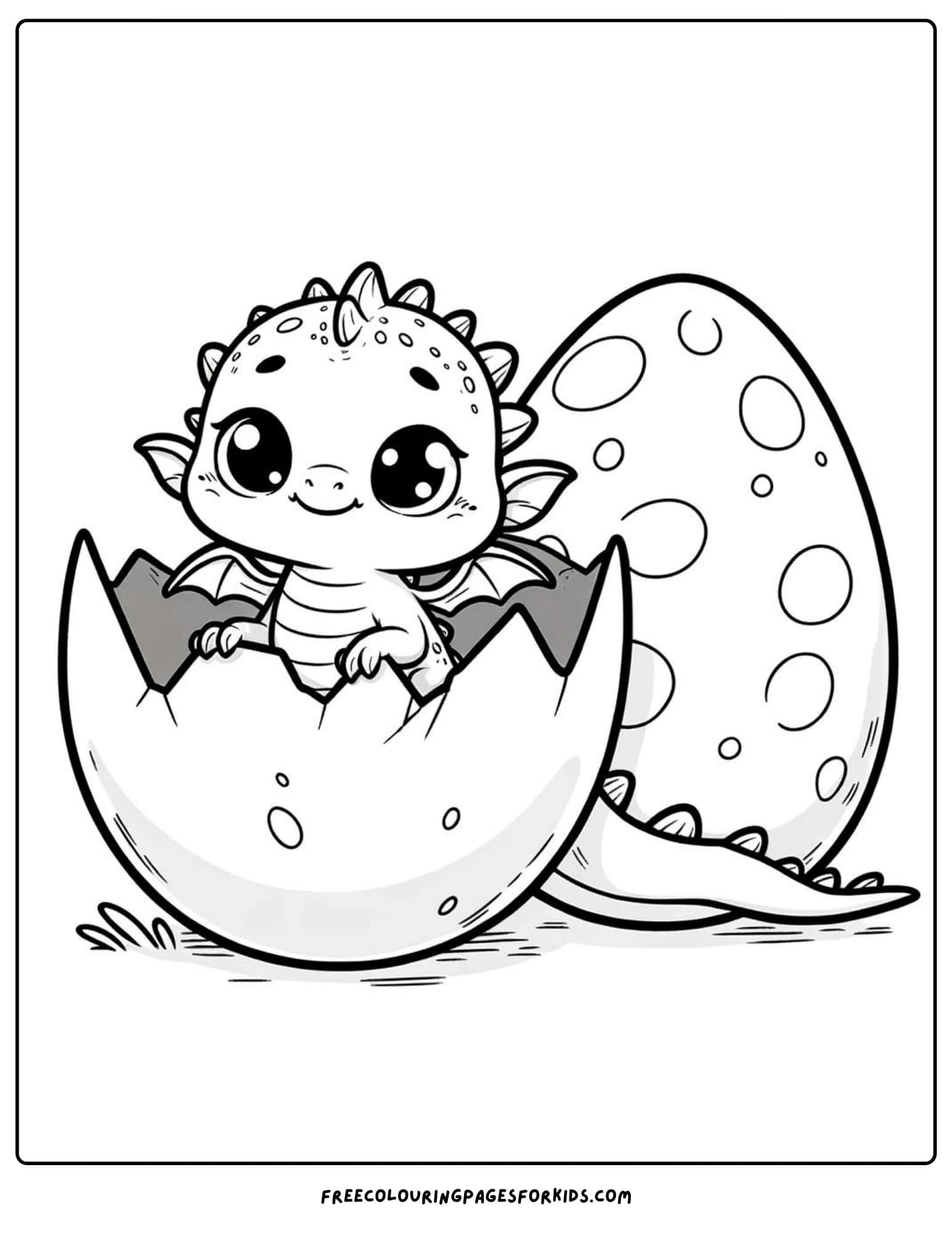 a baby dragon hatching from an egg coloring page