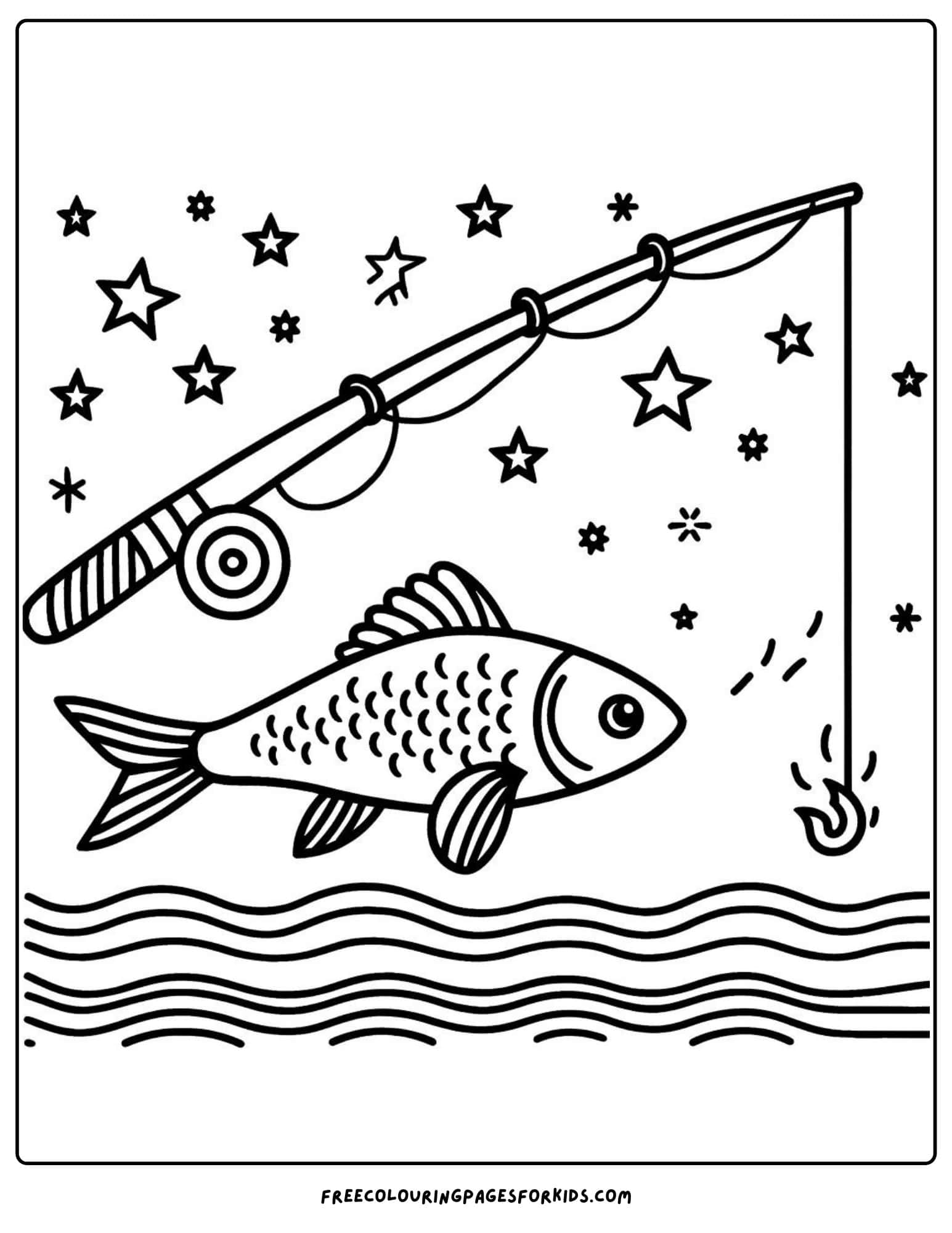 beach fishing coloring page