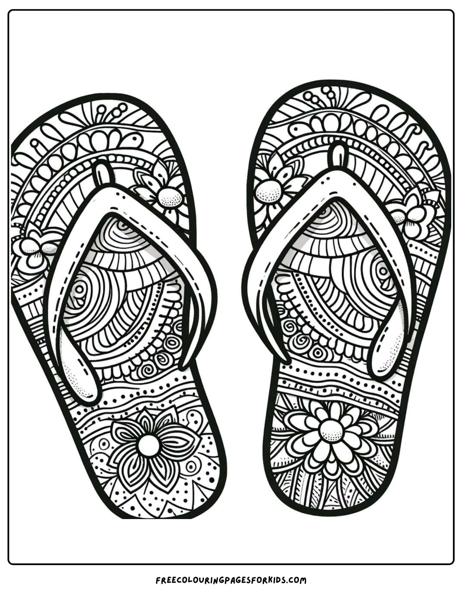 beach flip flops coloring page