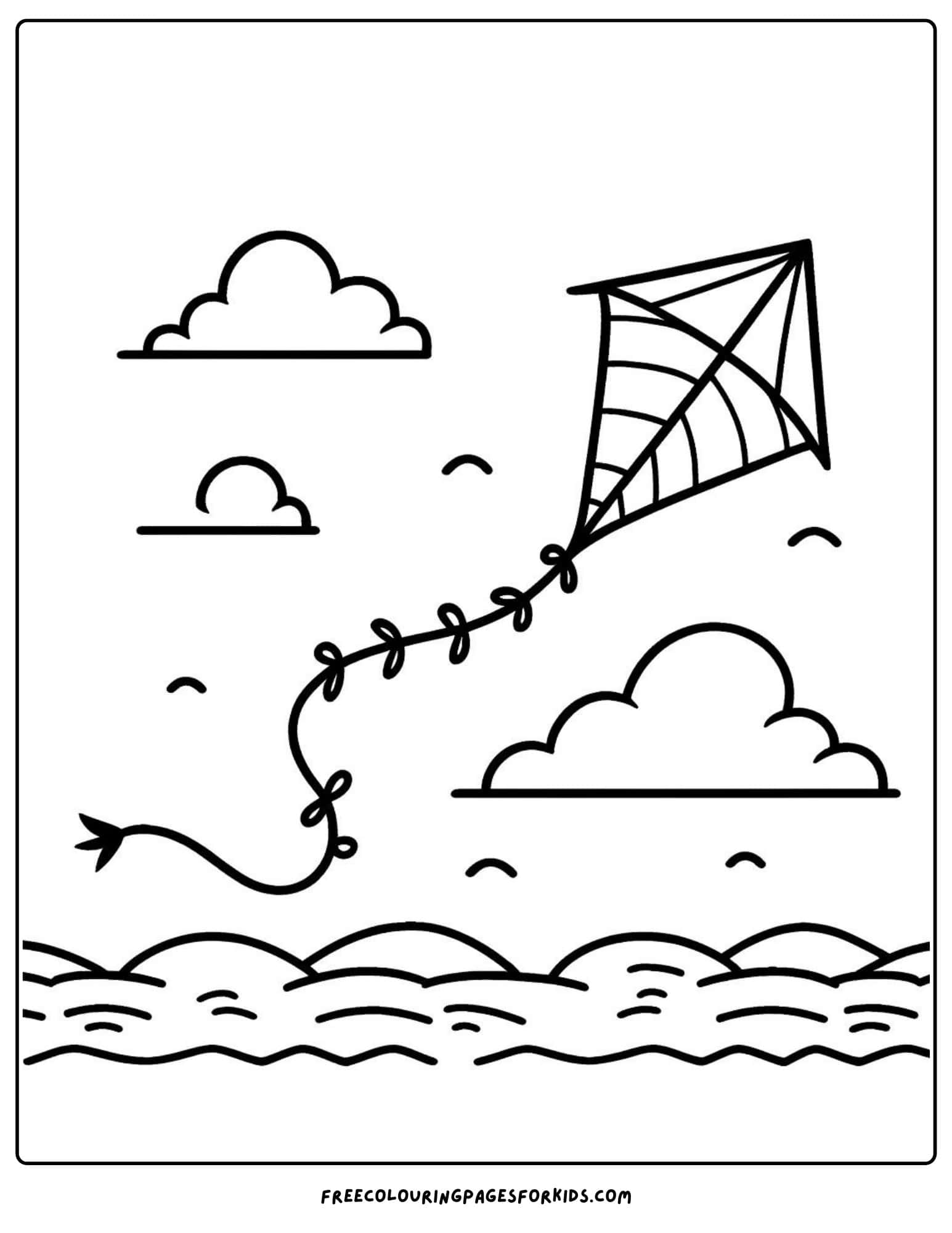 beach kite coloring page